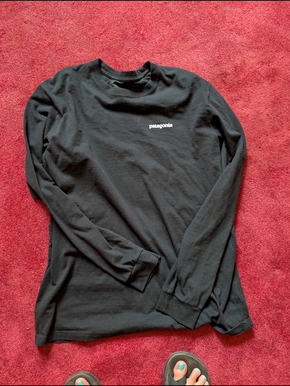 Patagonia Black Crewneck Long-Sleeve with White Interior Print